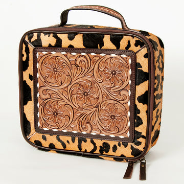 American Darling Jewelry Case Hand Tooled Hair-On Genuine Leather Women Bag Western Handbag Purse | Organizer for Travel